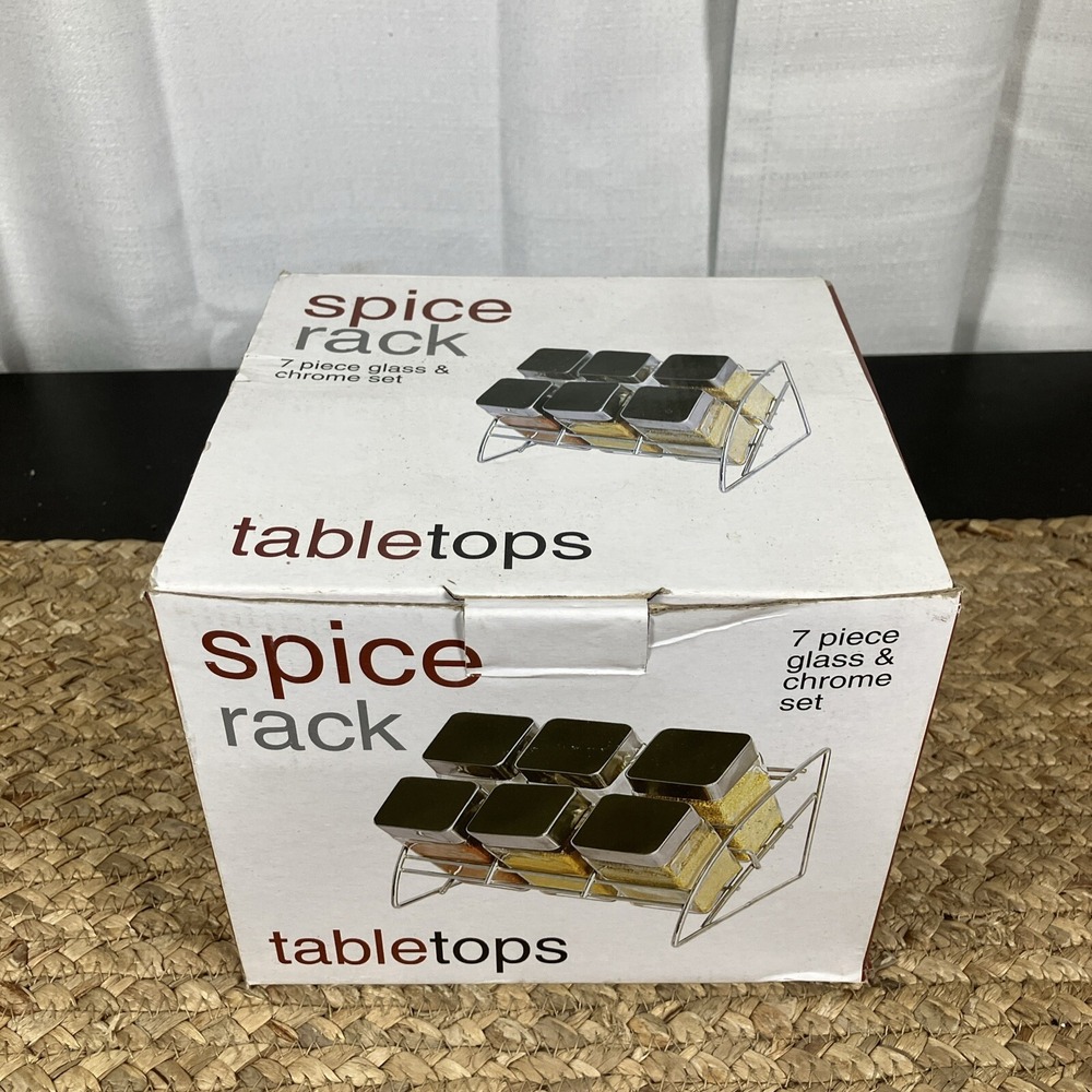 Table Tops‎ 7 Piece Glass &chrome Spice Rack New